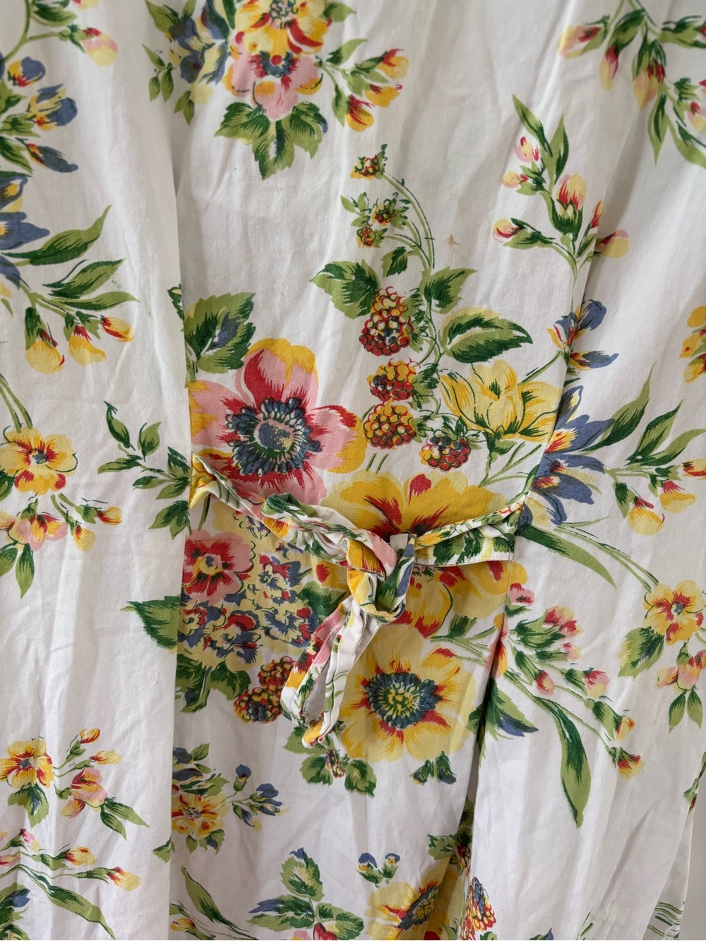 April Cornell Garden Floral Cottagecore Midi Dress White Button Front Tie Back M - Picture 8 of 14